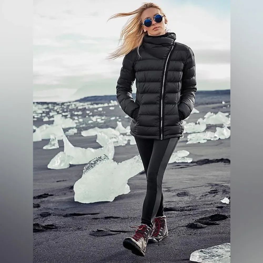 Athleta Down About Puffer Jacket in Black GOOSE DOWN